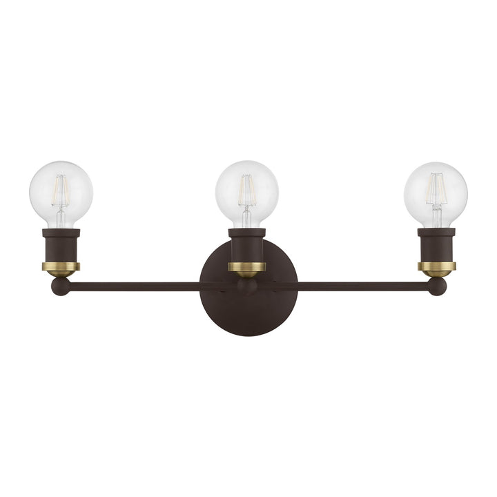 3 Light Bronze With Antique Brass Accents Ada Vanity Sconce