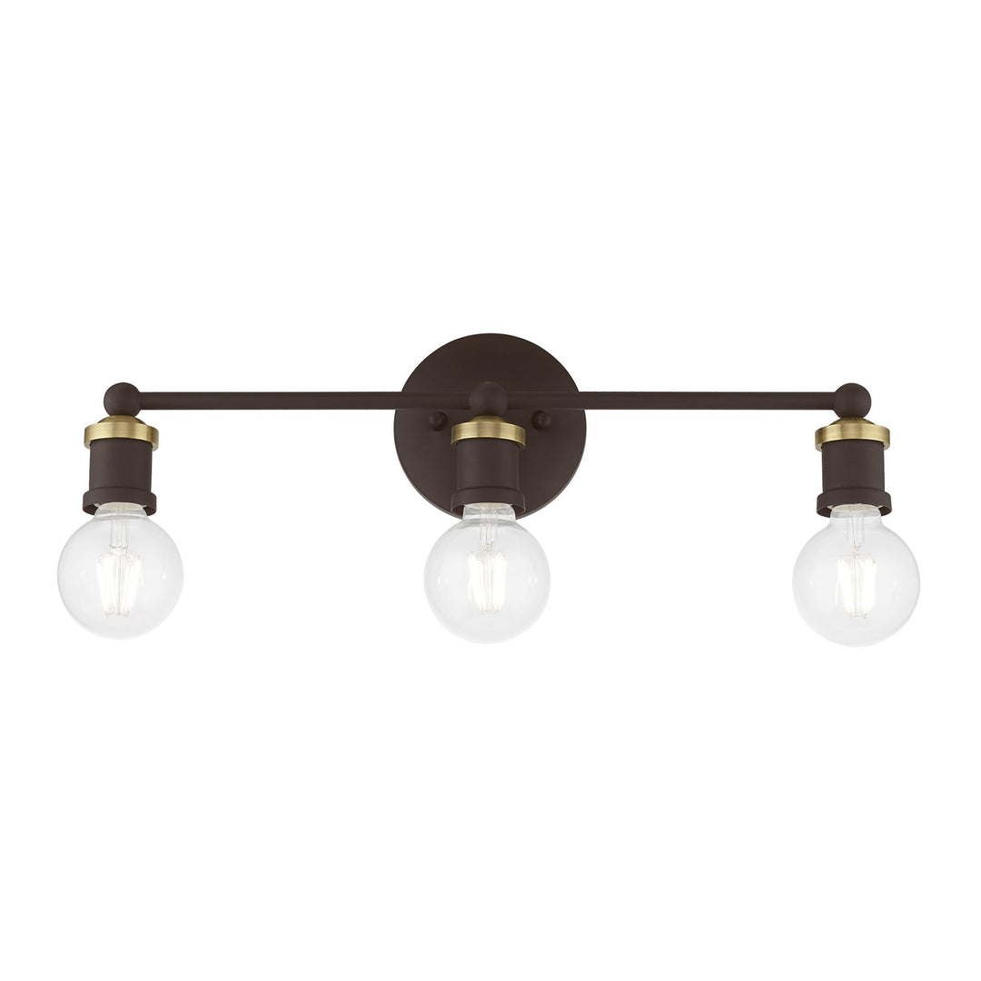 3 Light Bronze With Antique Brass Accents Ada Vanity Sconce