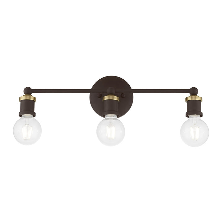 3 Light Bronze With Antique Brass Accents Ada Vanity Sconce