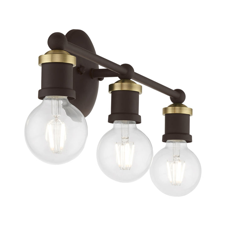 3 Light Bronze With Antique Brass Accents Ada Vanity Sconce