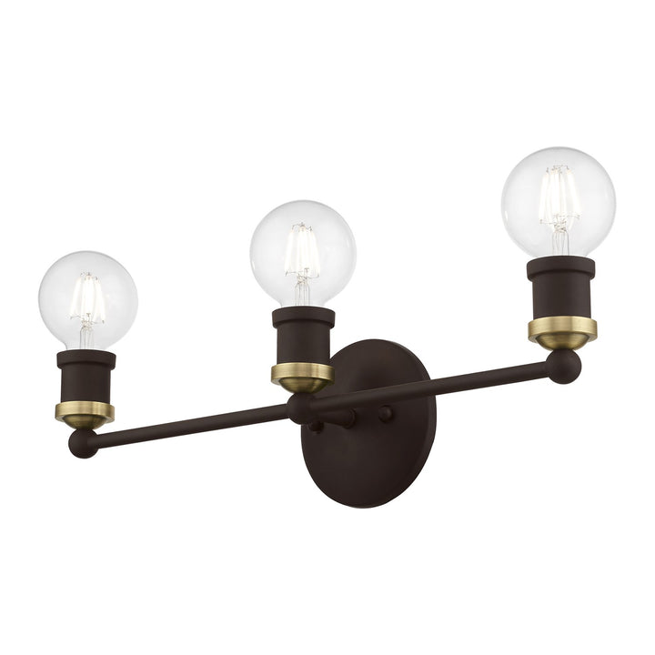 3 Light Bronze With Antique Brass Accents Ada Vanity Sconce