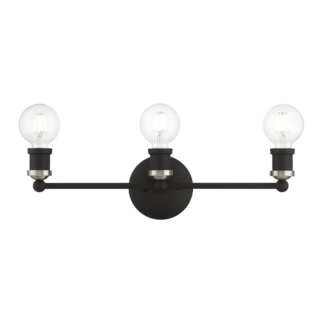 3 Light Black With Brushed Nickel Accents Ada Vanity Sconce by Livex Lighting