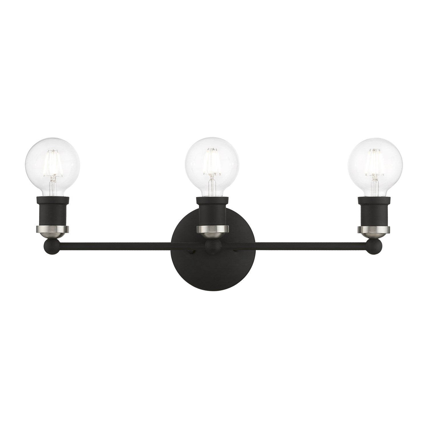 3 Light Black With Brushed Nickel Accents Ada Vanity Sconce by Livex Lighting