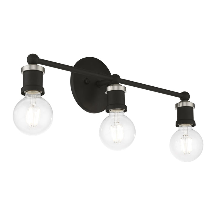 3 Light Black With Brushed Nickel Accents Ada Vanity Sconce