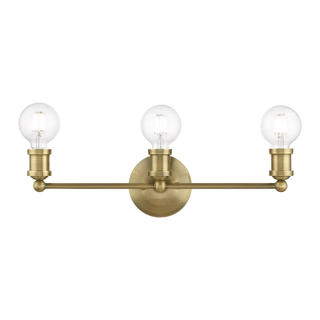 3 Light Antique Brass Ada Vanity Sconce by Livex Lighting