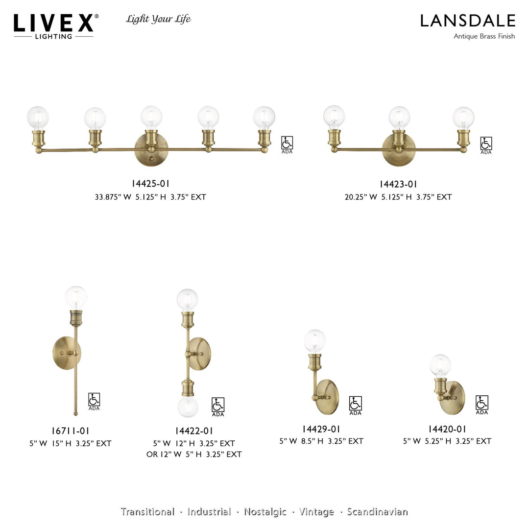 3 Light Antique Brass Ada Vanity Sconce