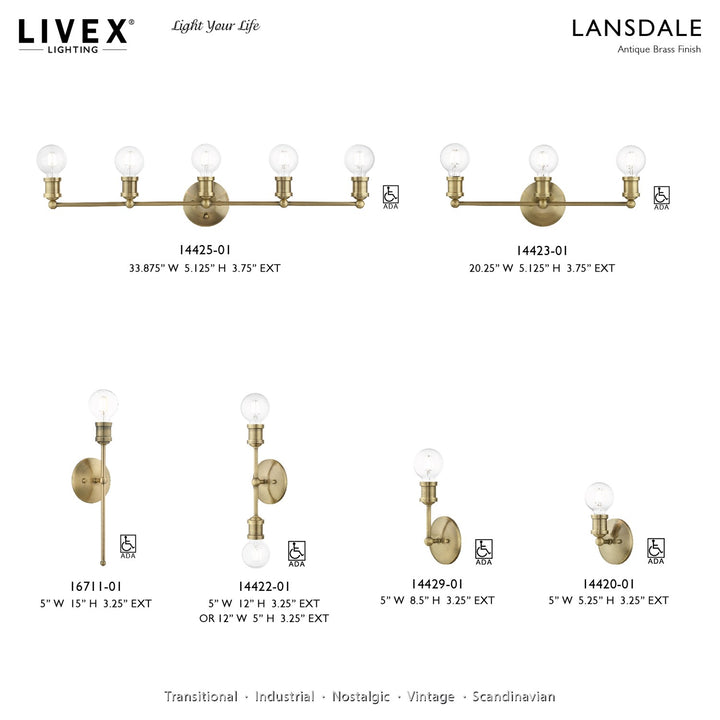 3 Light Antique Brass Ada Vanity Sconce