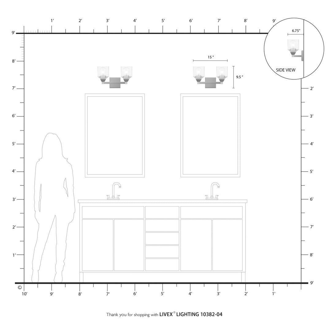 2 Light Black Vanity Sconce