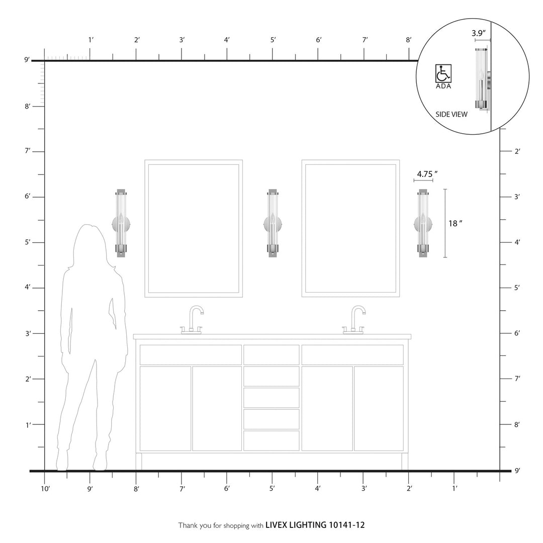1 Light Satin Brass Tall Ada Single Sconce