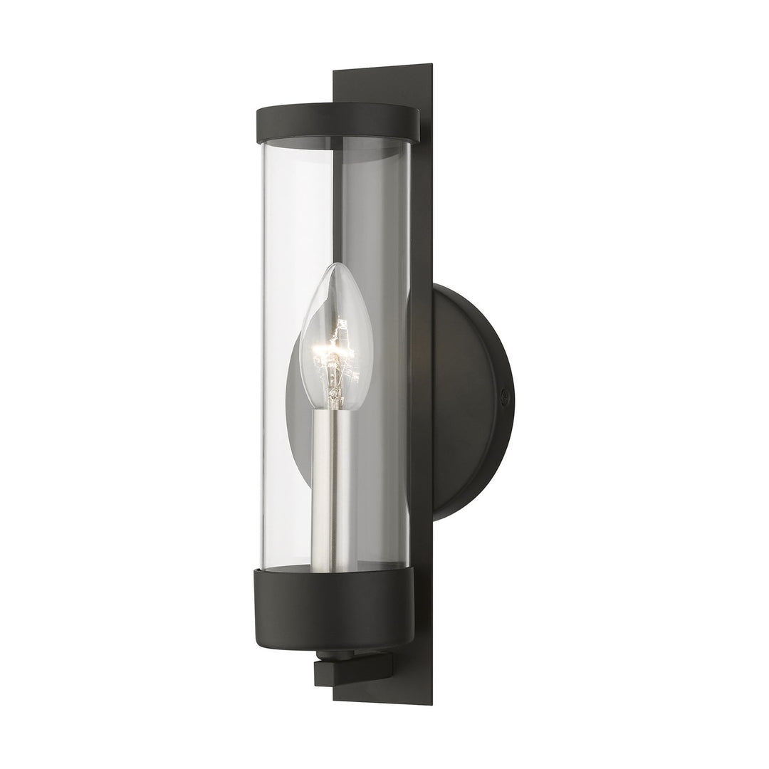 1 Light Black With Brushed Nickel Candle Ada Single Sconce by Livex Lighting