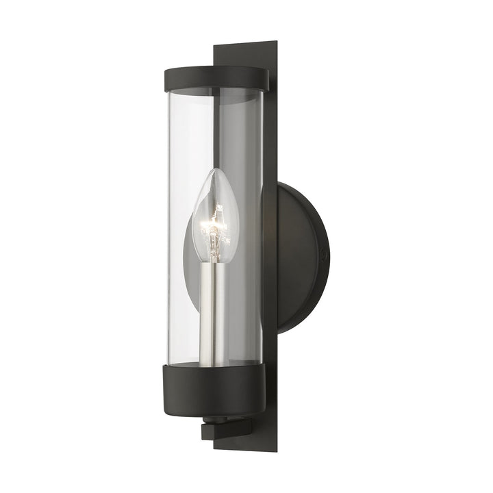 1 Light Black With Brushed Nickel Candle Ada Single Sconce by Livex Lighting