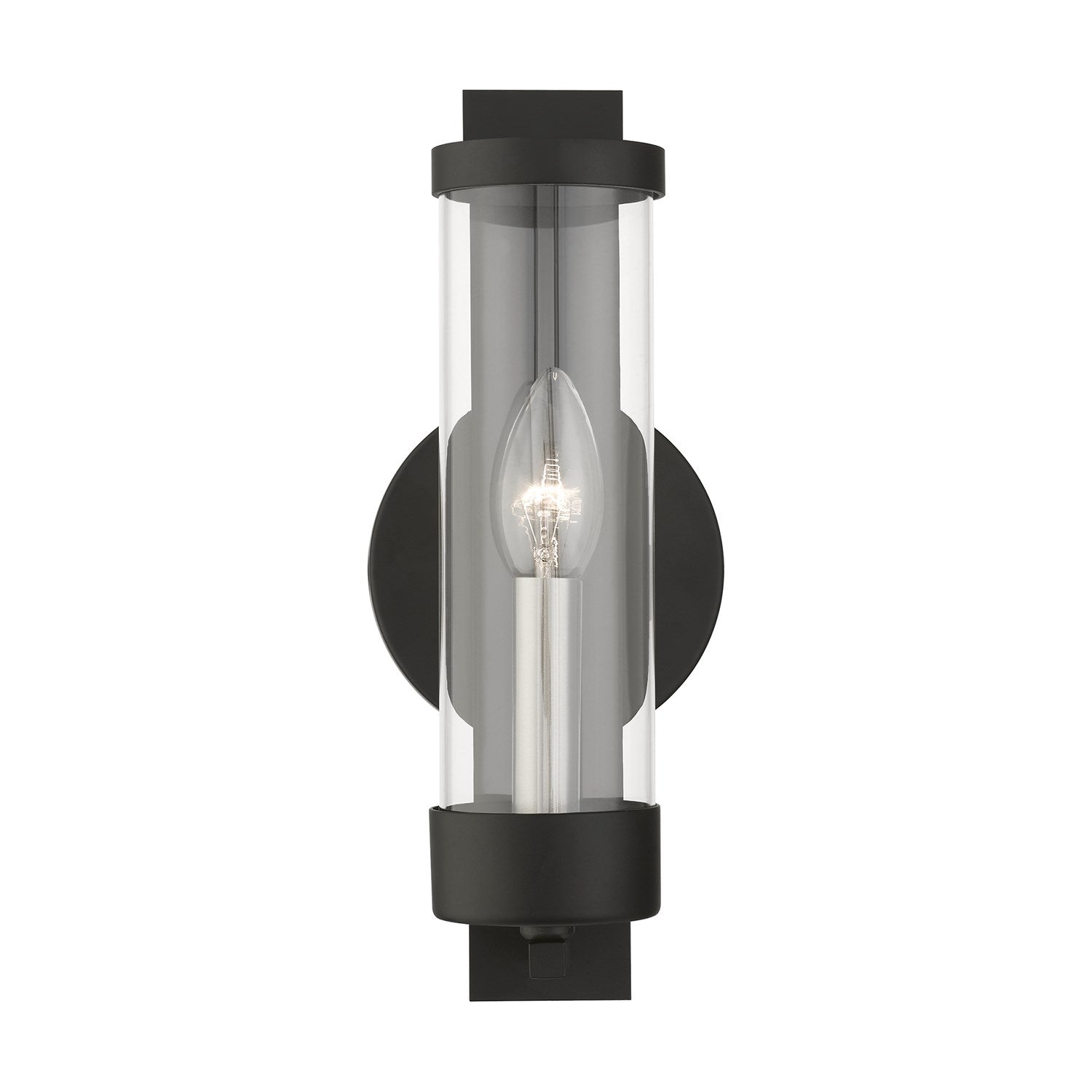 1 Light Black With Brushed Nickel Candle Ada Single Sconce