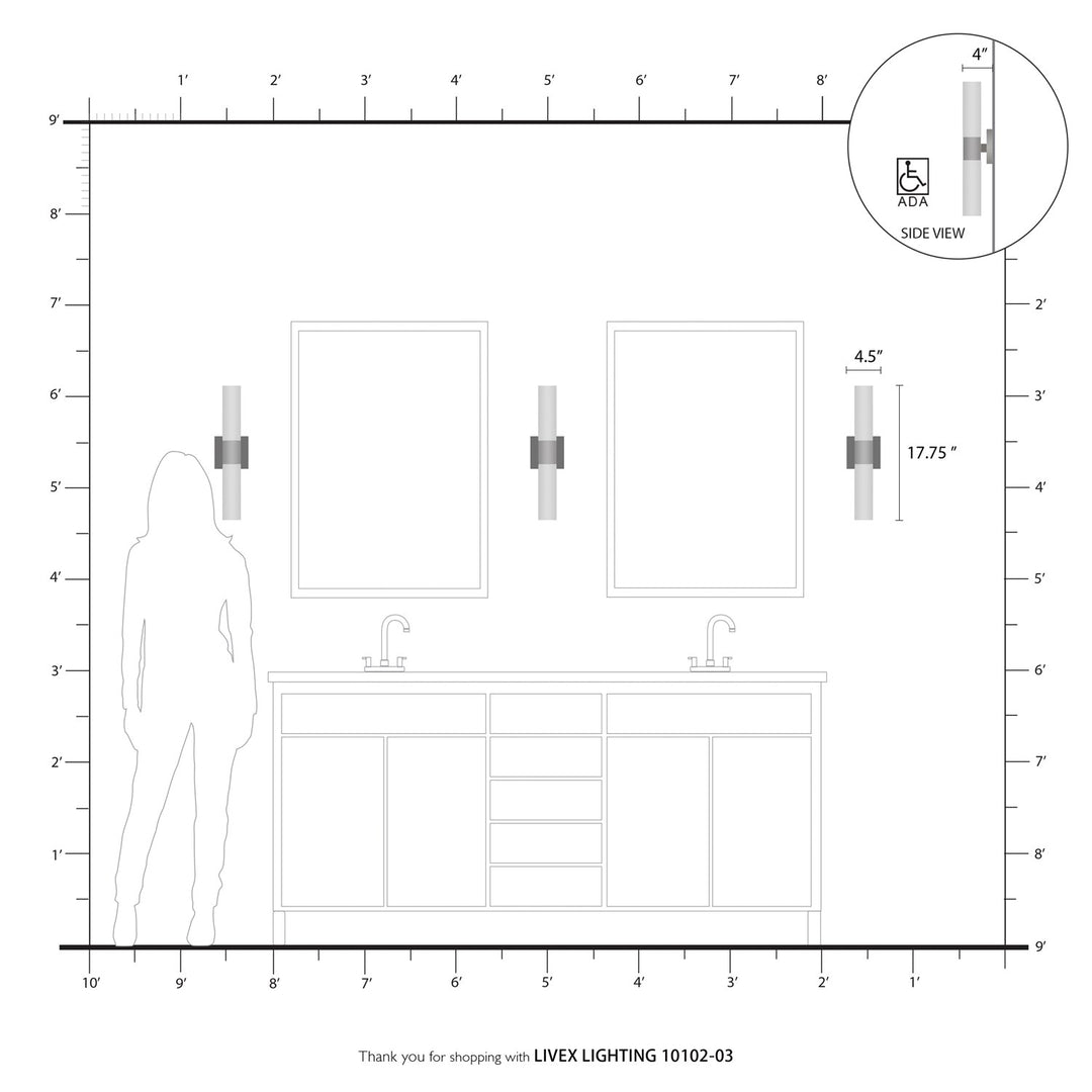 2 Light White With Brushed Nickel Accent Ada Vanity Sconce
