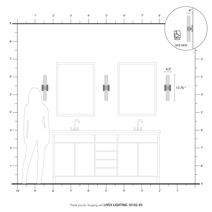 2 Light White With Brushed Nickel Accent Ada Vanity Sconce