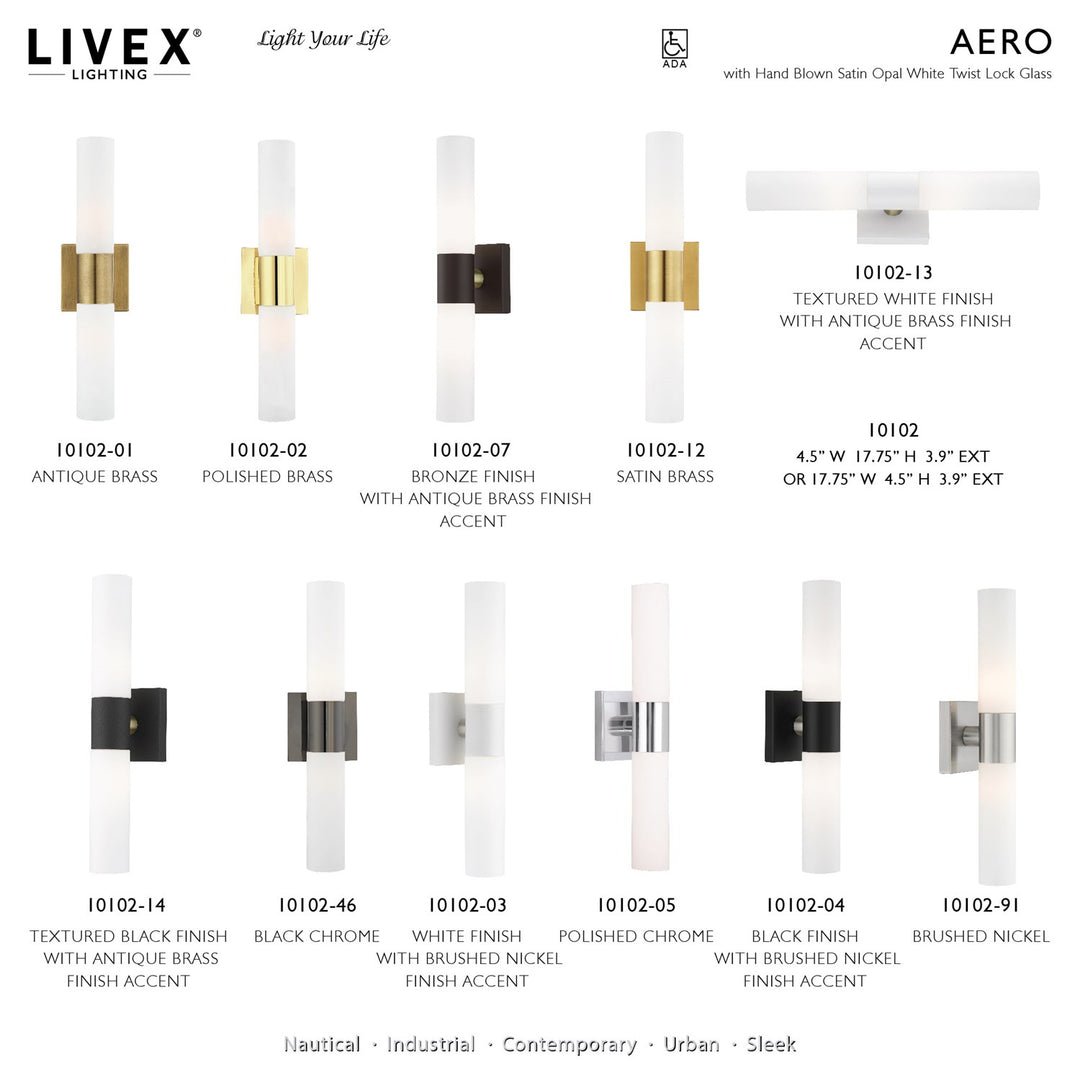 2 Light White With Brushed Nickel Accent Ada Vanity Sconce