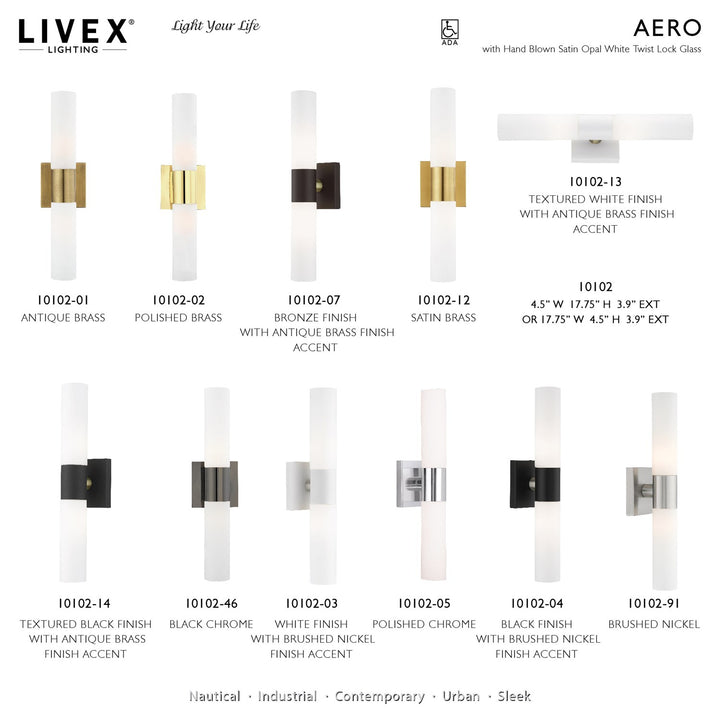 2 Light White With Brushed Nickel Accent Ada Vanity Sconce