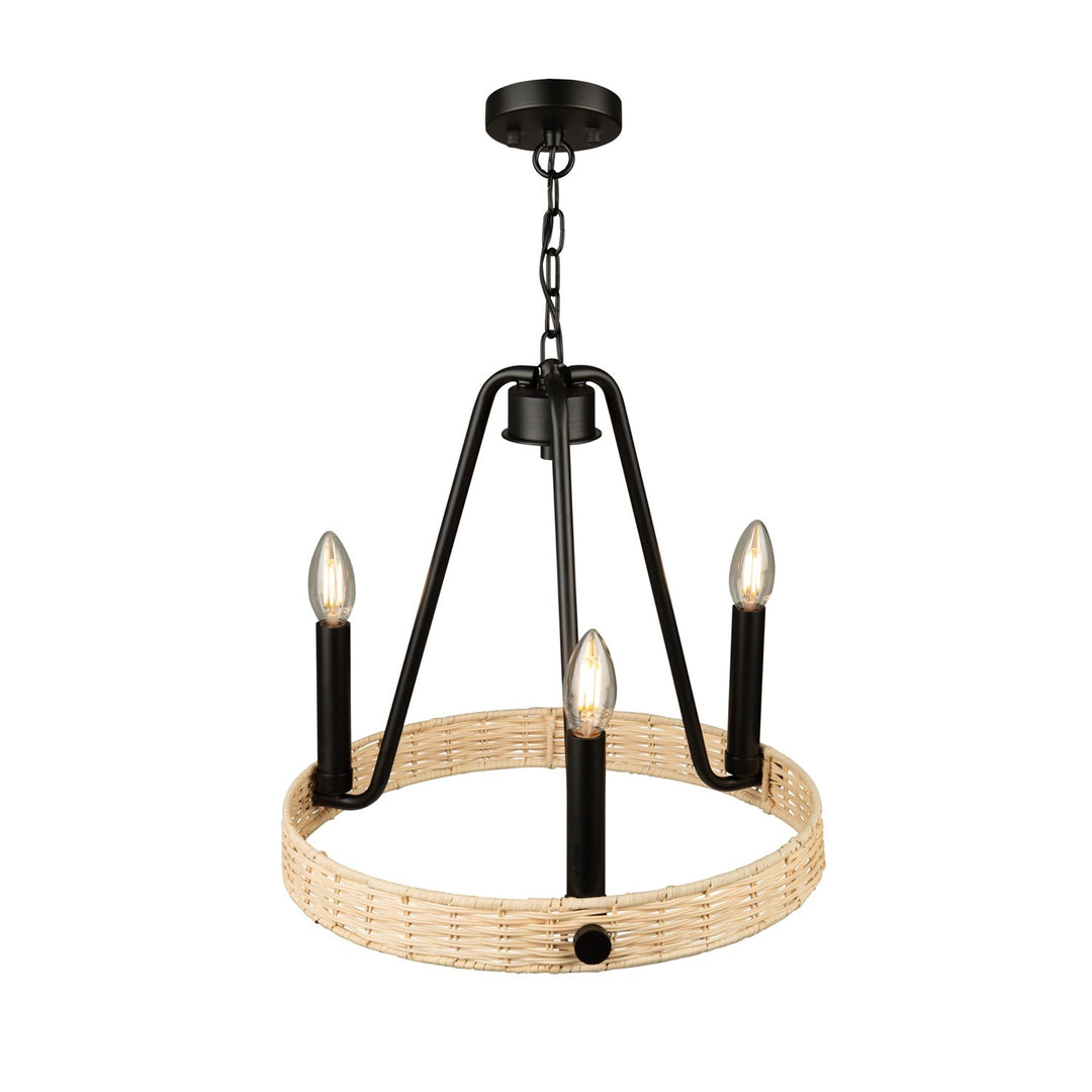 3 Light Chandelier Black