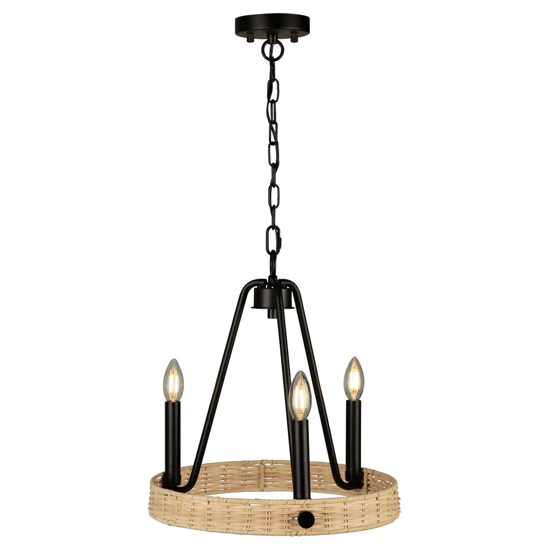 3 Light Chandelier Black
