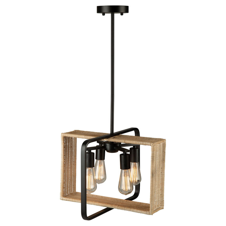 4 Light Pendant Black