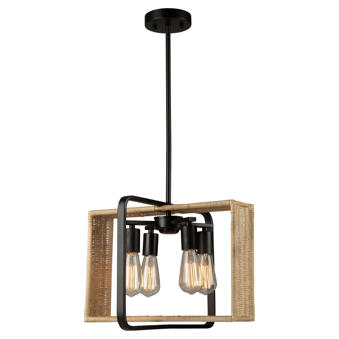 4 Light Pendant Black