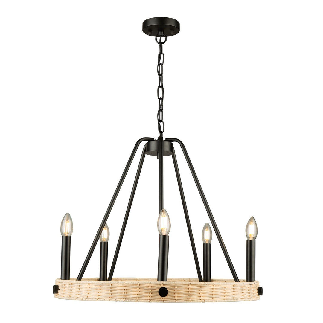 5 Light Chandelier Black
