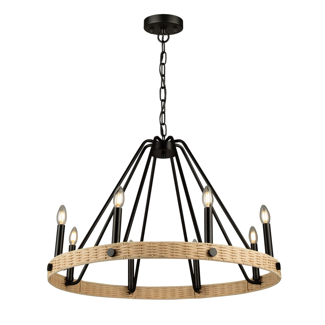 8 Light Chandelier Black by Artcraft