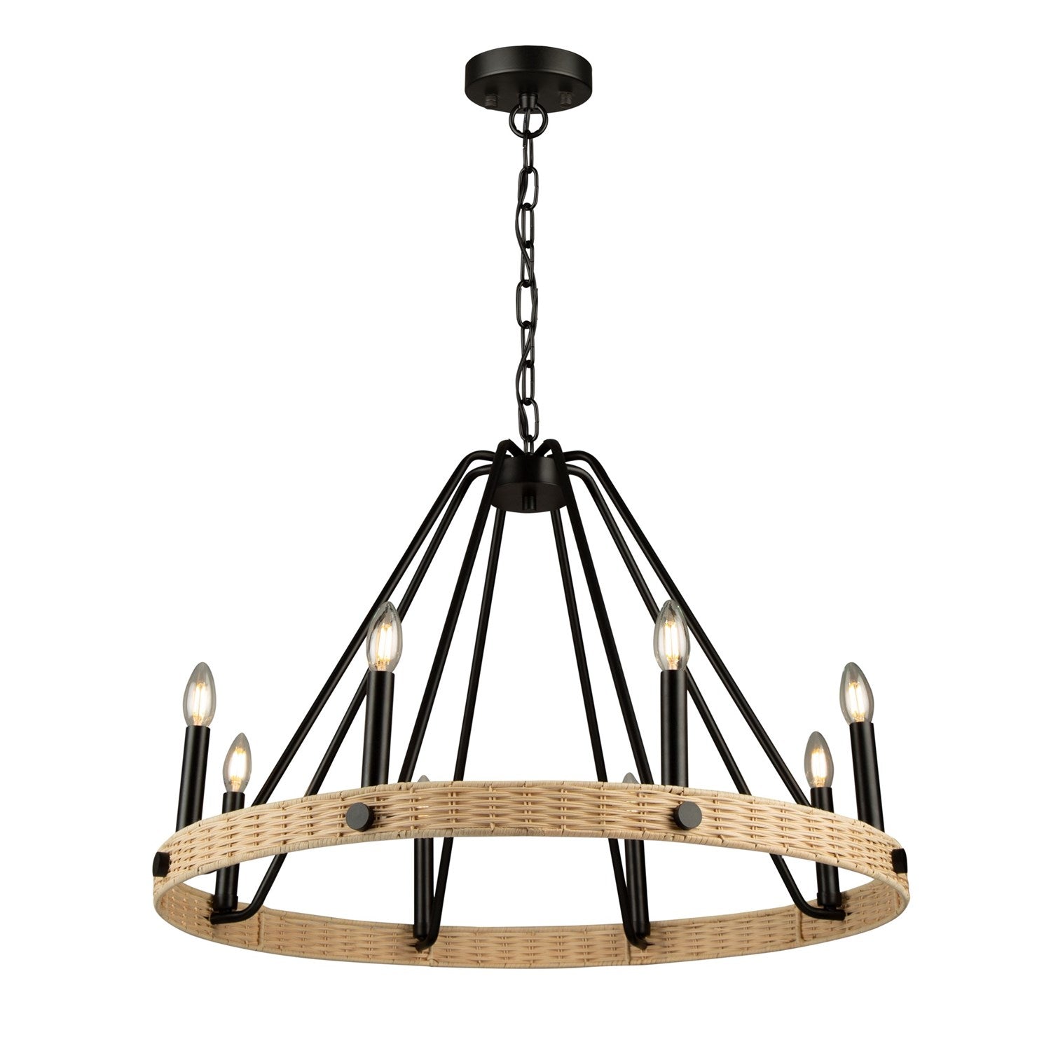 8 Light Chandelier Black by Artcraft