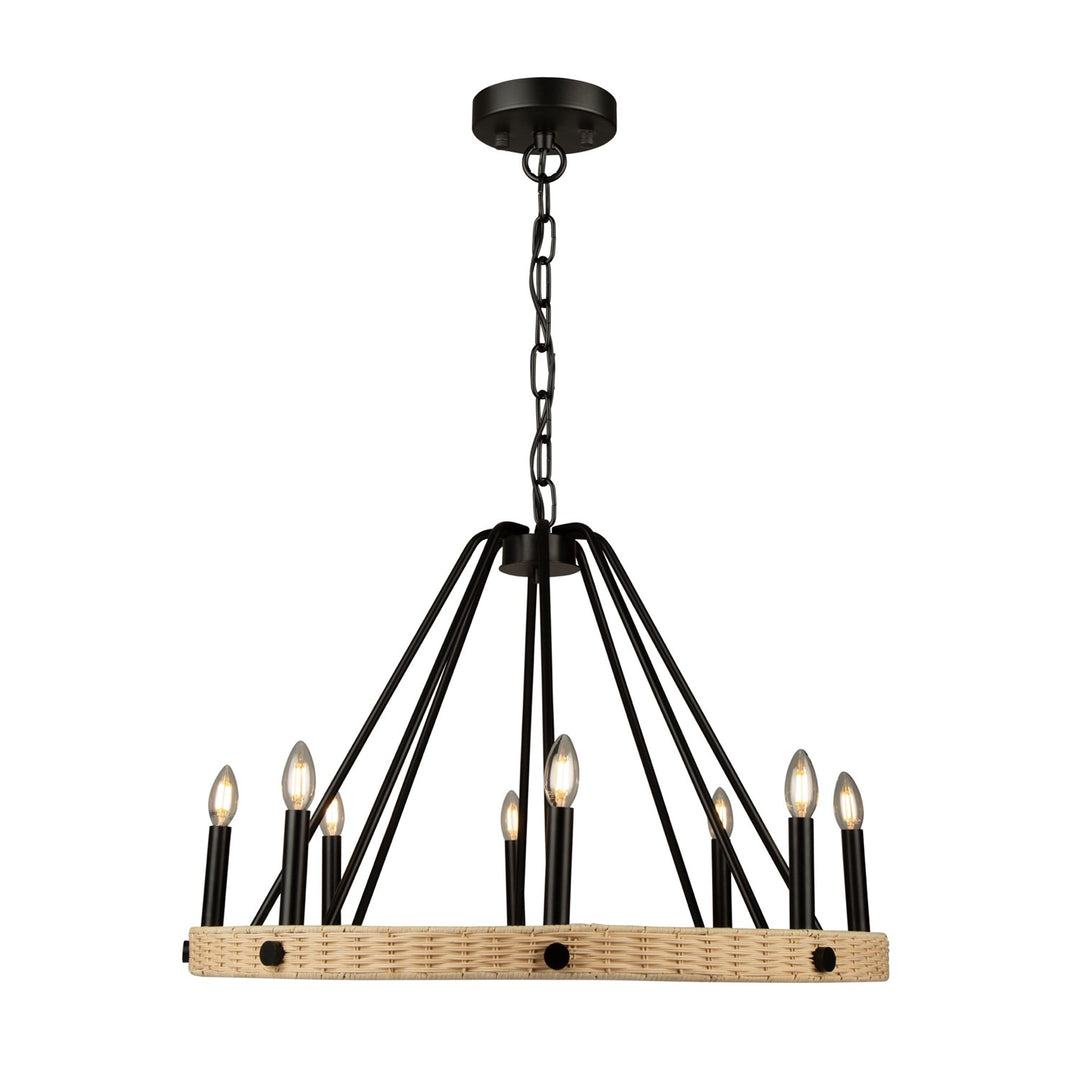 8 Light Chandelier Black