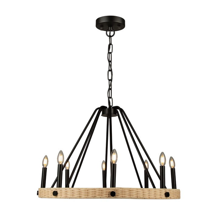 8 Light Chandelier Black