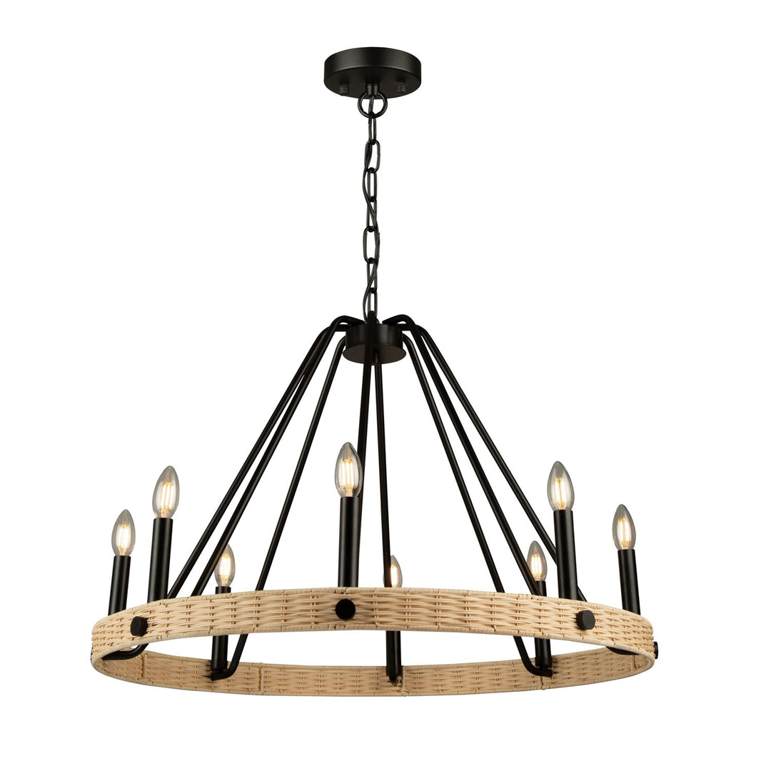 8 Light Chandelier Black