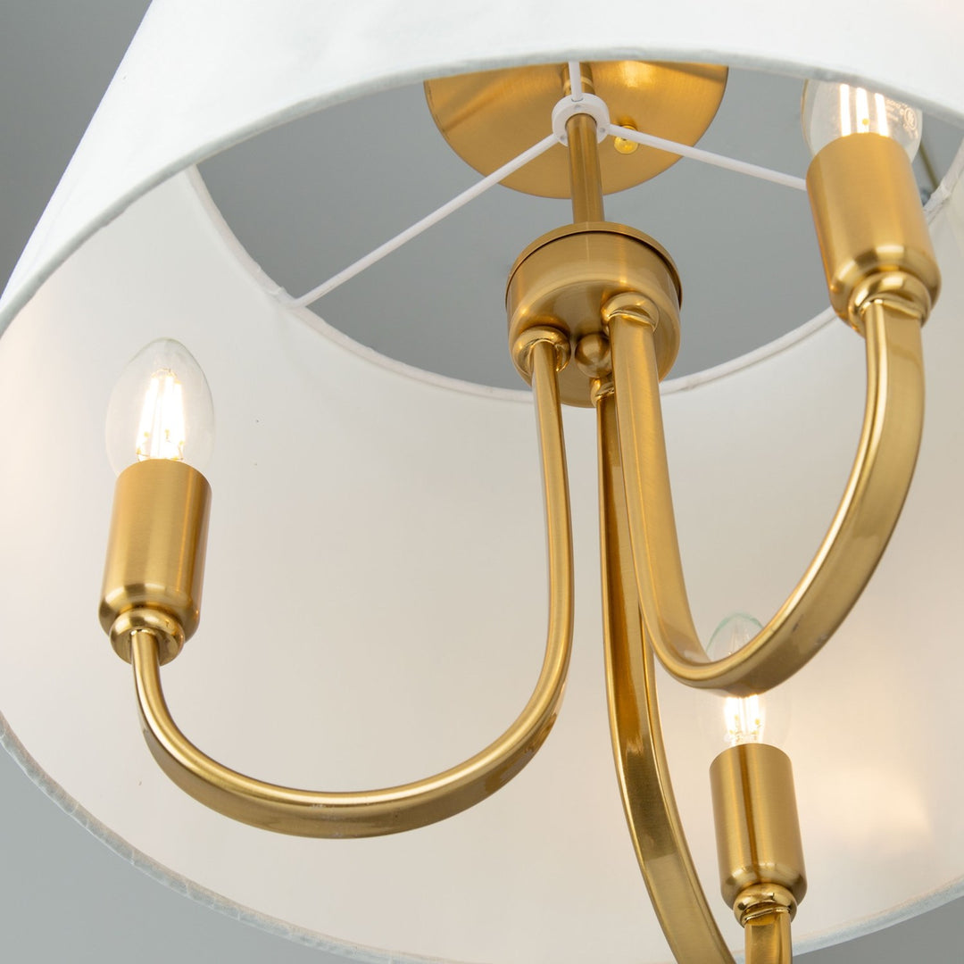 3 Light Semi-Flush Mount Brushed Gold