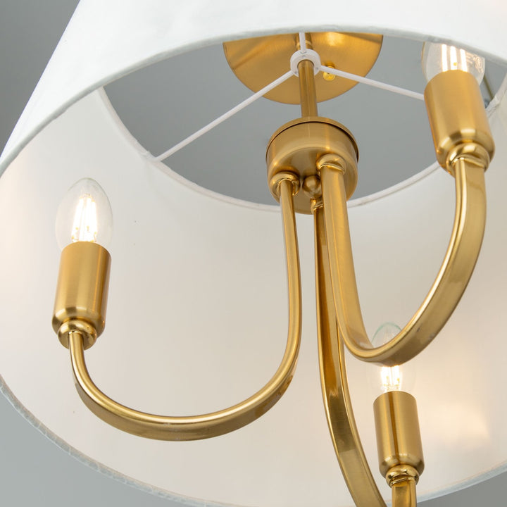 3 Light Semi-Flush Mount Brushed Gold