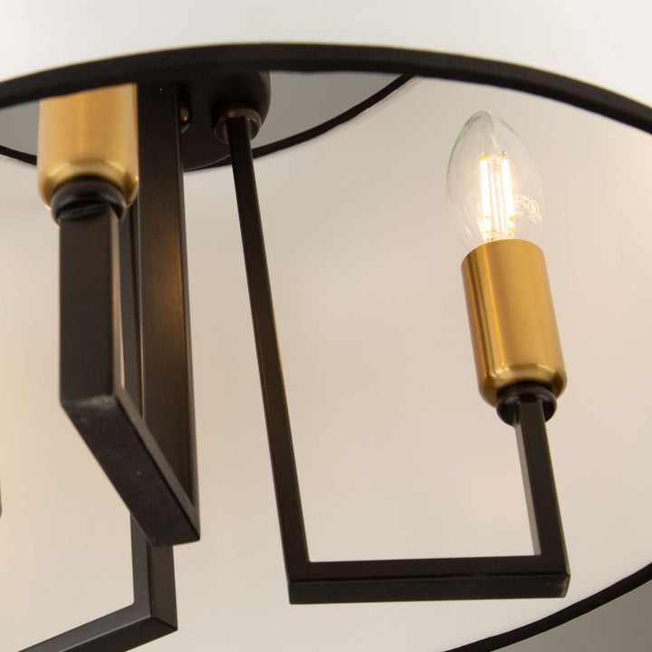 3 Light Semi-Flush Mount Black And Gold