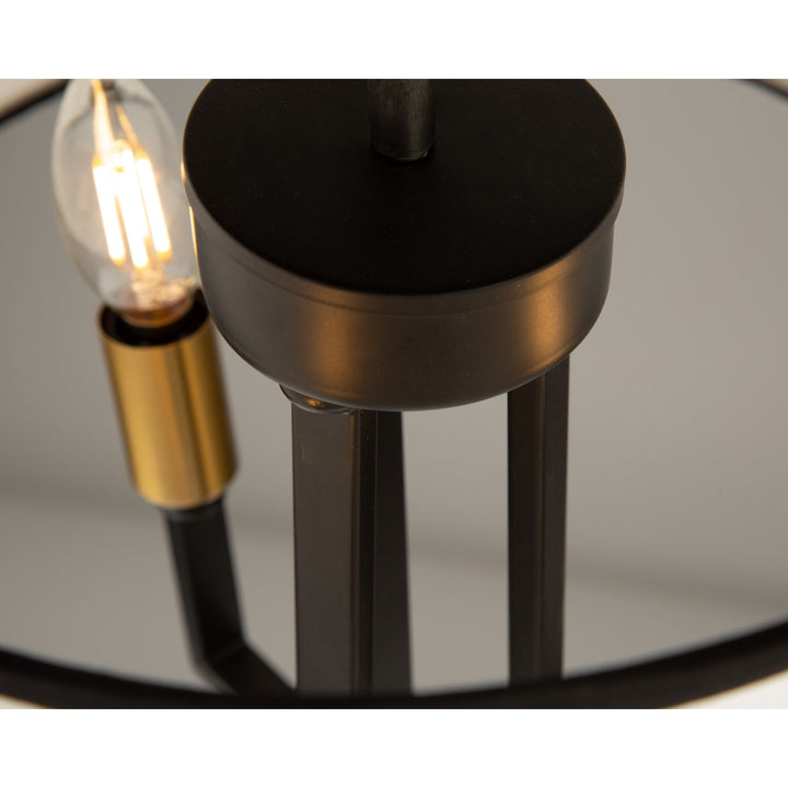 3 Light Semi-Flush Mount Black And Gold