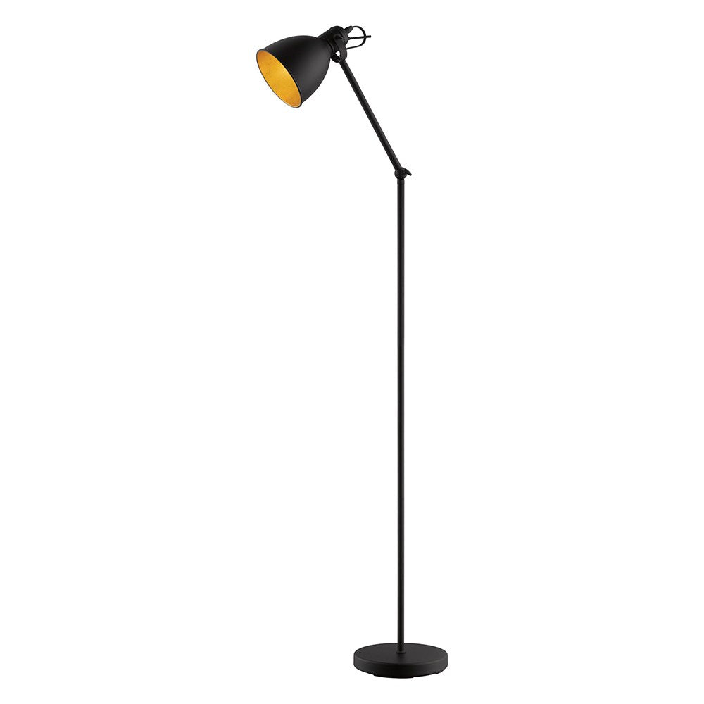 Floor Lamp Black With Gold Interior Shade 60W by Eglo