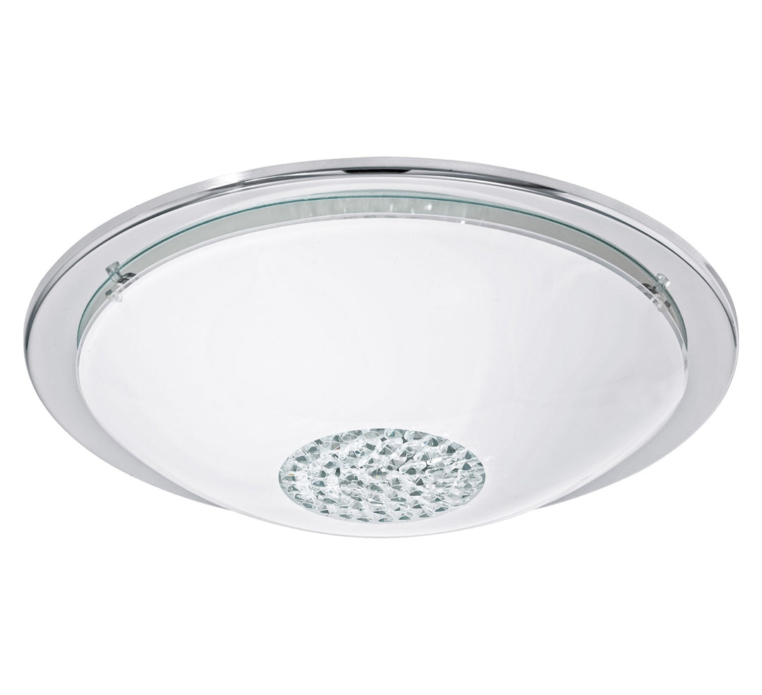 Led Ceiling Light Chrome Finish With White Glass And Clear Crystals by Eglo
