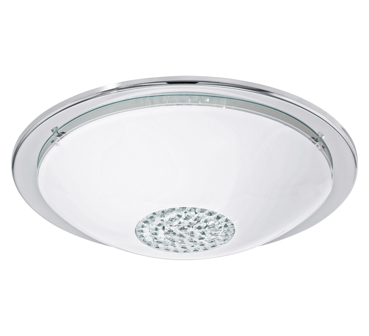 Led Ceiling Light Chrome Finish With White Glass And Clear Crystals by Eglo