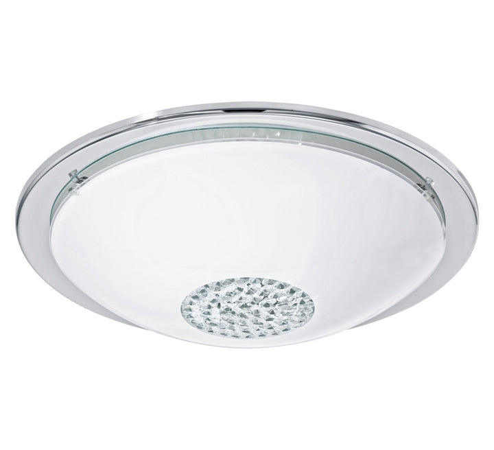 Led Ceiling Light Chrome Finish With White Glass And Clear Crystals by Eglo