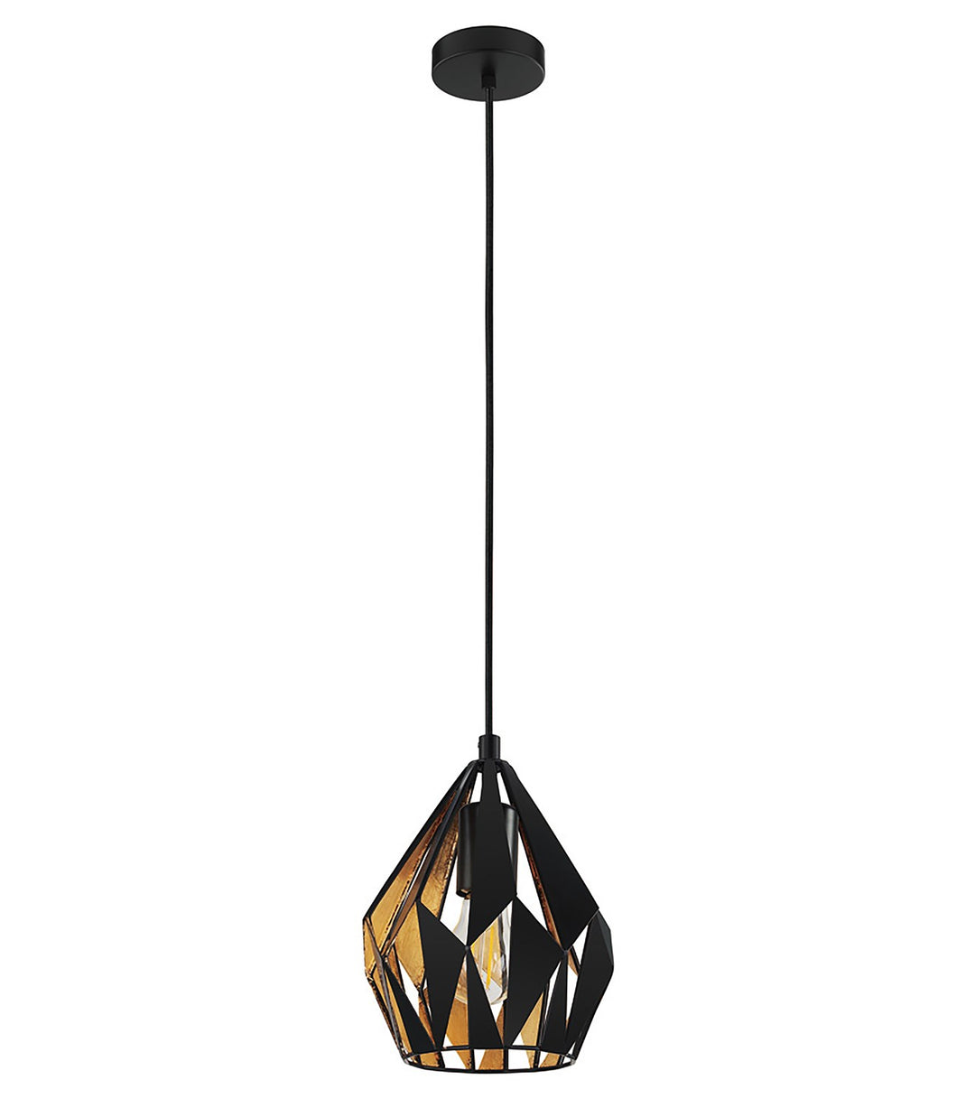 Pendant Matte Black And Gold Leaf Finish - E26 60W by Eglo