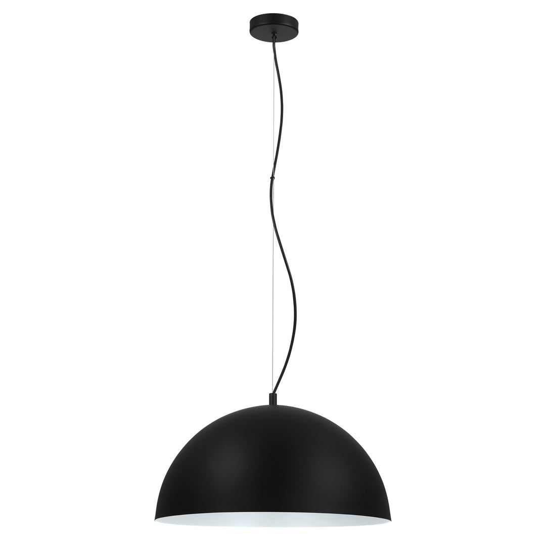 Pendant Black Exterior White Interior Finish 60W by Eglo
