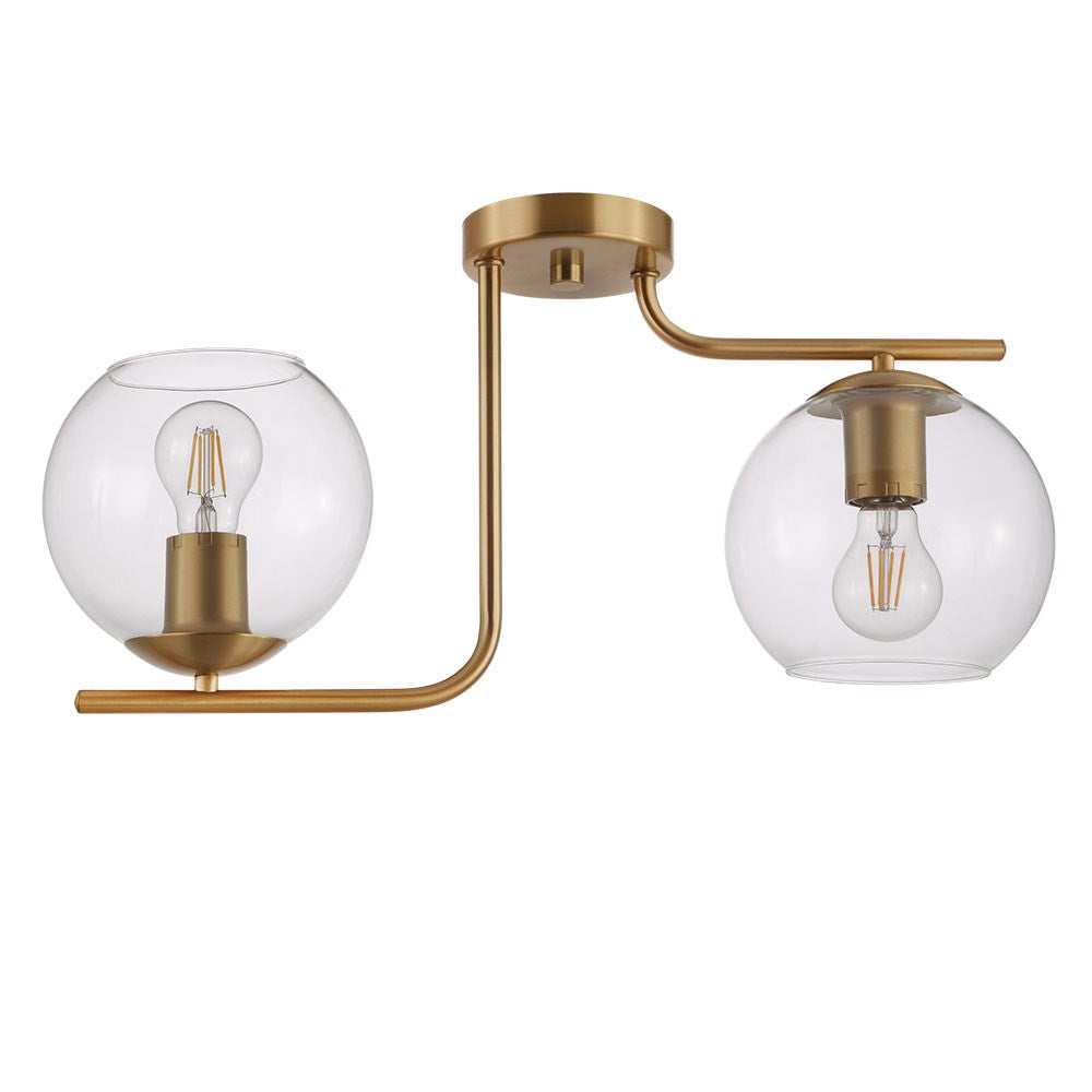 2X40W Ceiling Light With Brushed Gold Finish And Clear Glass Shades by Eglo