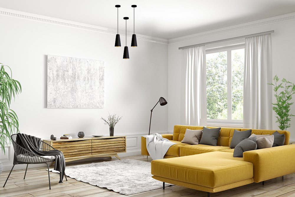 Structured Black Exterior & Gold Leaf Interior Pendants