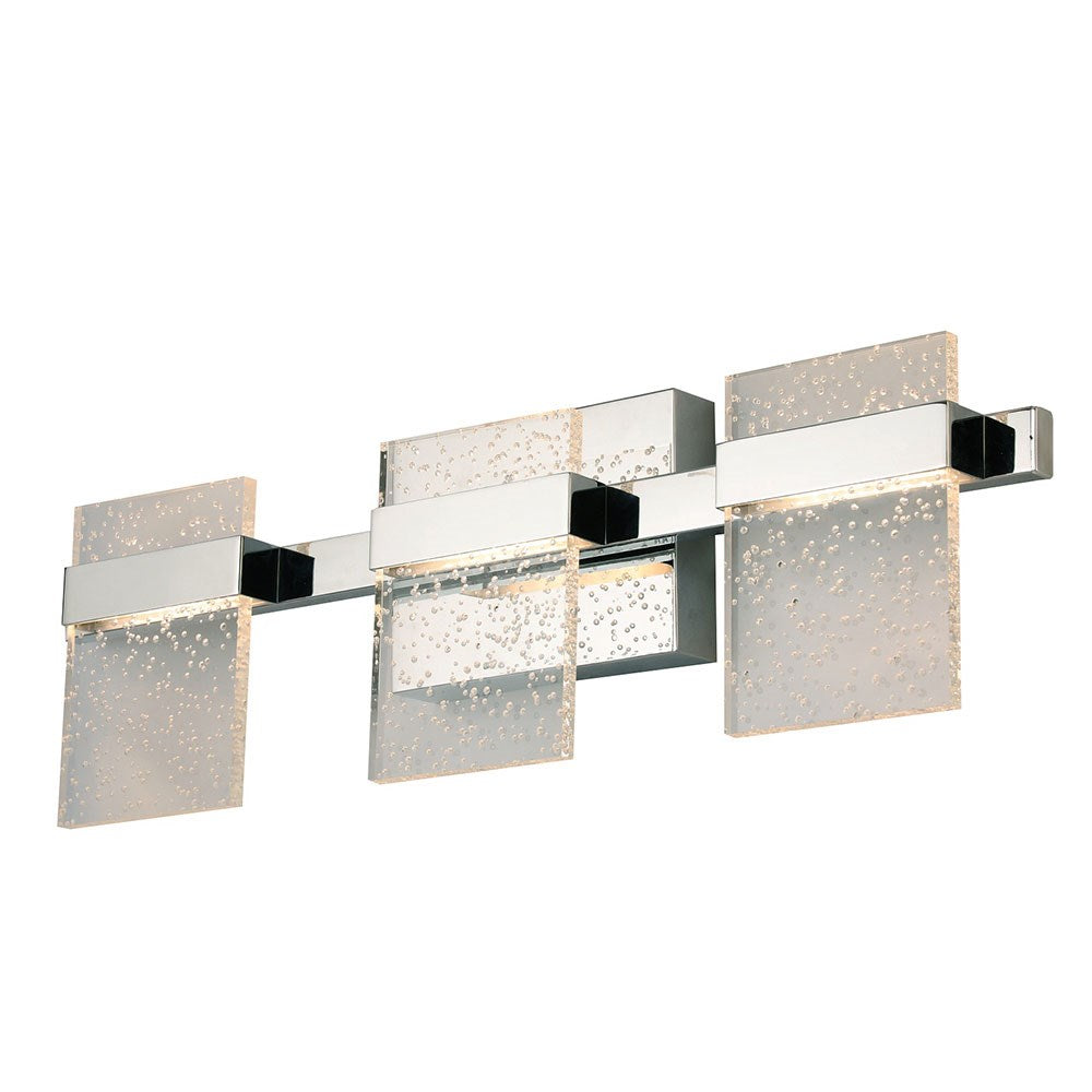 3X10W Led Bath/Vanity Light With Chrome Finish And Clear Seedy Acrylic Shade by Eglo