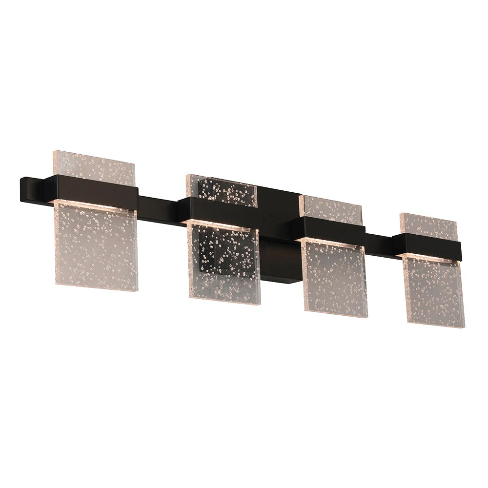 4X10W Led Bath/Vanity Light With Black Finish And Clear Seedy Acrylic Shade by Eglo