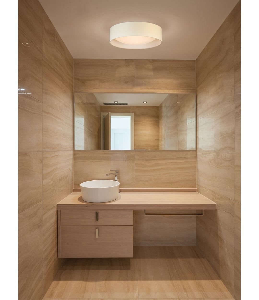 Led Ceiling Light - 16in White Fabric Shade W/ Acrylic White Diffuser