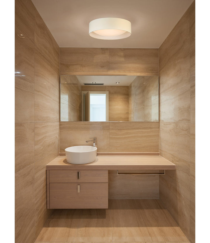 Led Ceiling Light - 16in White Fabric Shade W/ Acrylic White Diffuser