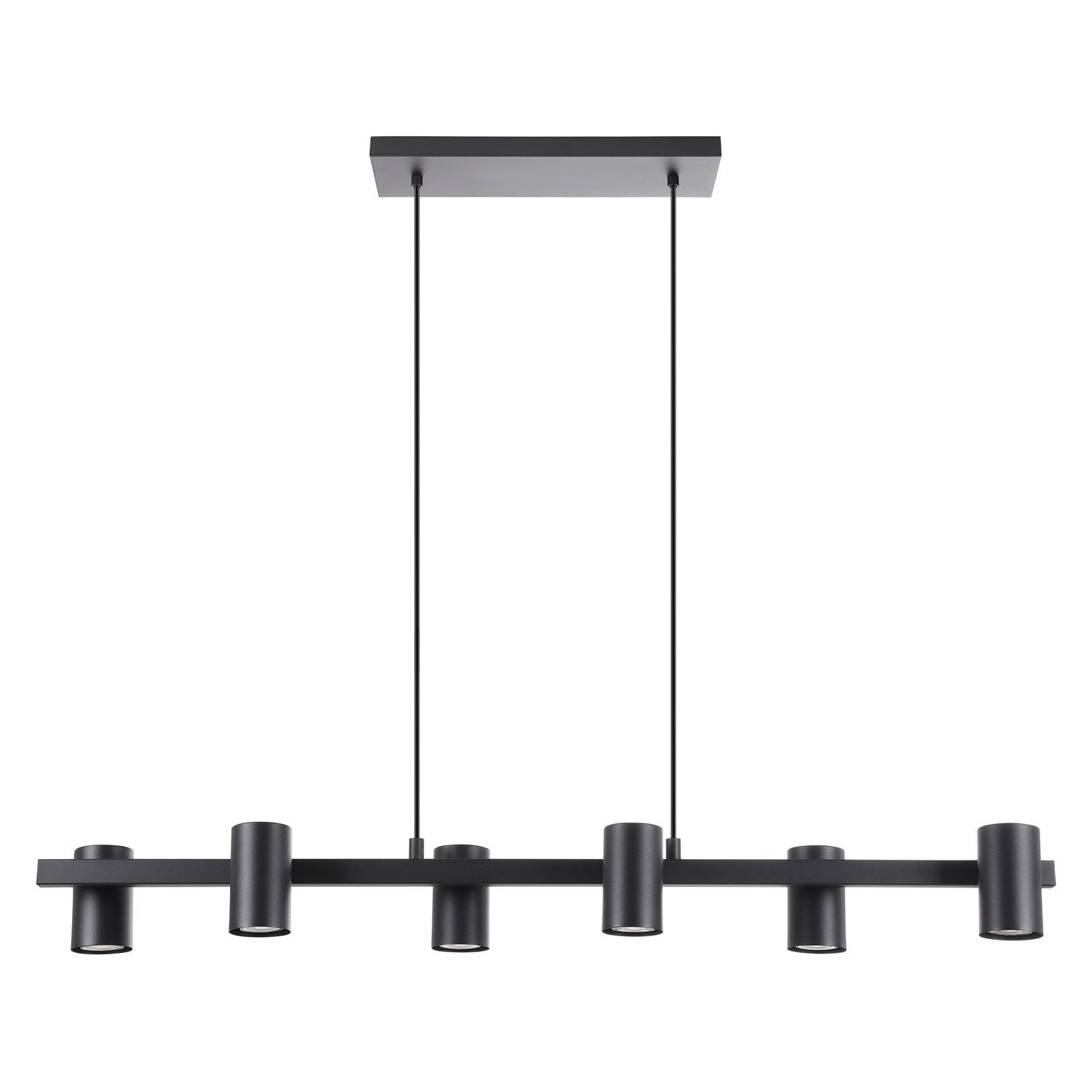 30W Six Light Pendant Black Finish With Black Adjustable Shades by Eglo