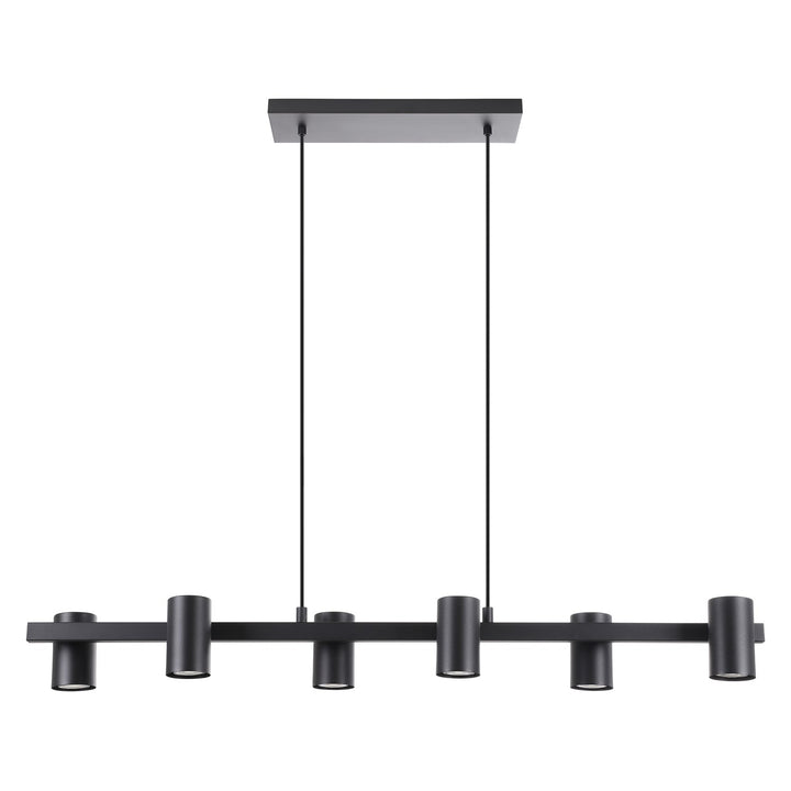 30W Six Light Pendant Black Finish With Black Adjustable Shades by Eglo