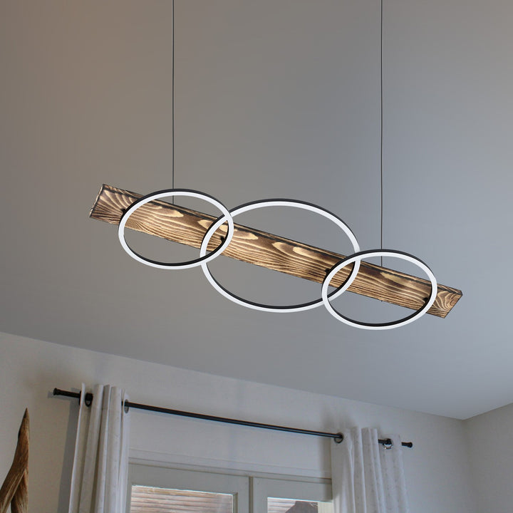 Brushed Pine Wood Lighting - Pendants