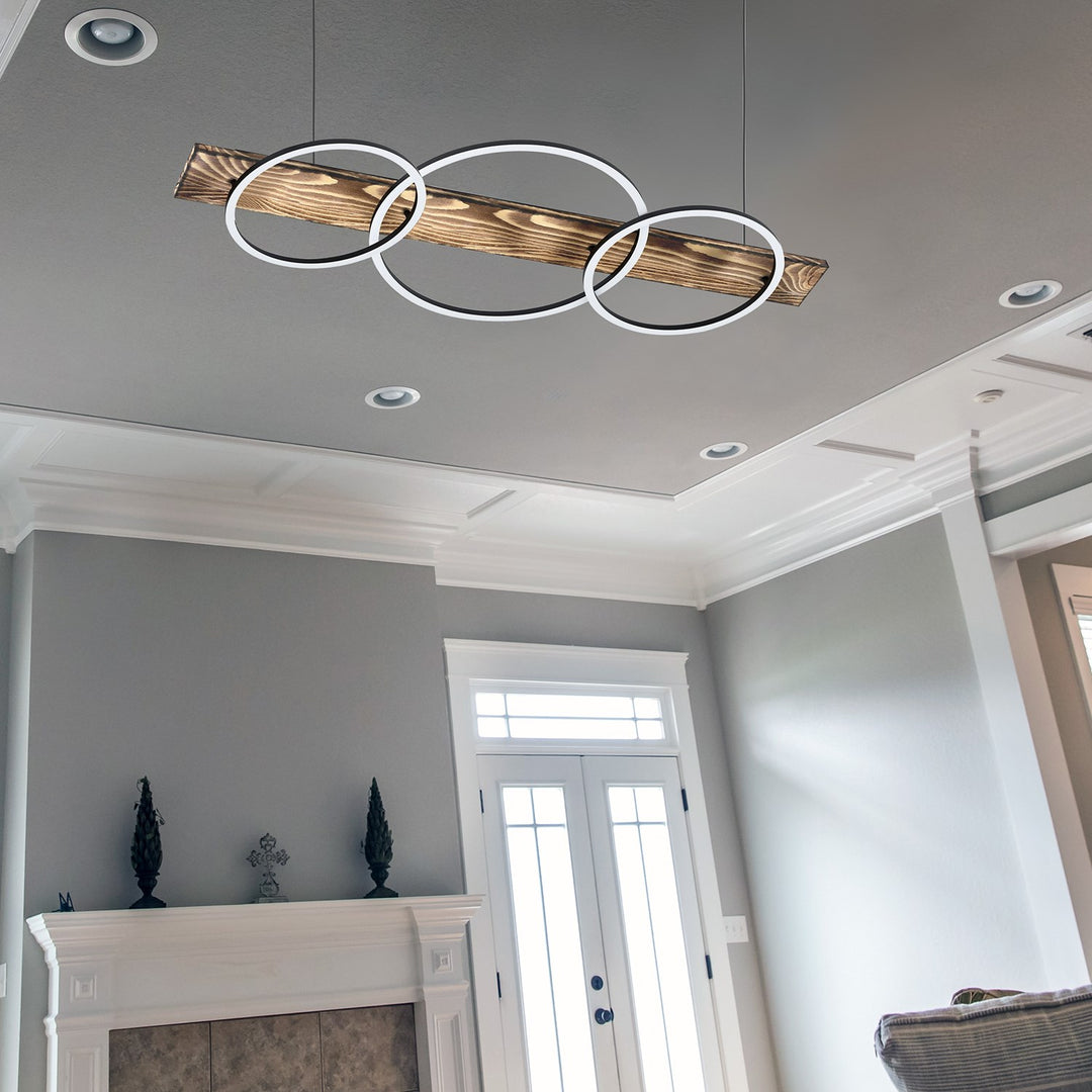 Brushed Pine Wood Lighting - Pendants